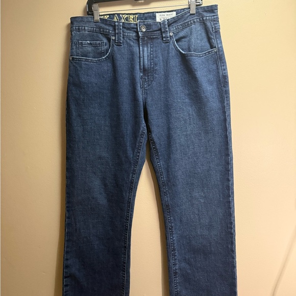 TK Axel Slim Boot Jeans 34x32 Medium Dark Wash Bootcut Denim Mens - Picture 2 of 16